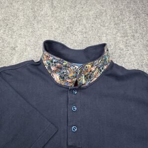 Robert Graham Shirt Mens 2XL Navy Polo Skull Flip Collar Classic Fit Casual Prep